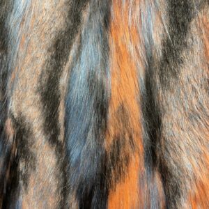 Orange, black, blue stripe mink style faux fur